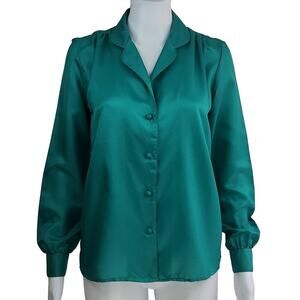 Vintage Macy's Young Collector Emerald Green Blouse Size 6